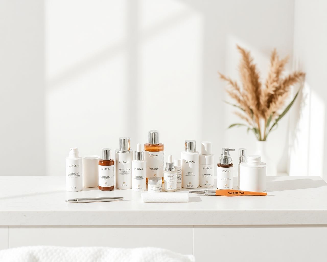 Professional skin care products used in the student clinic